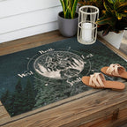 Mountains Compass Milky Way Woods Gold Outdoor Rug Gallery Image 2