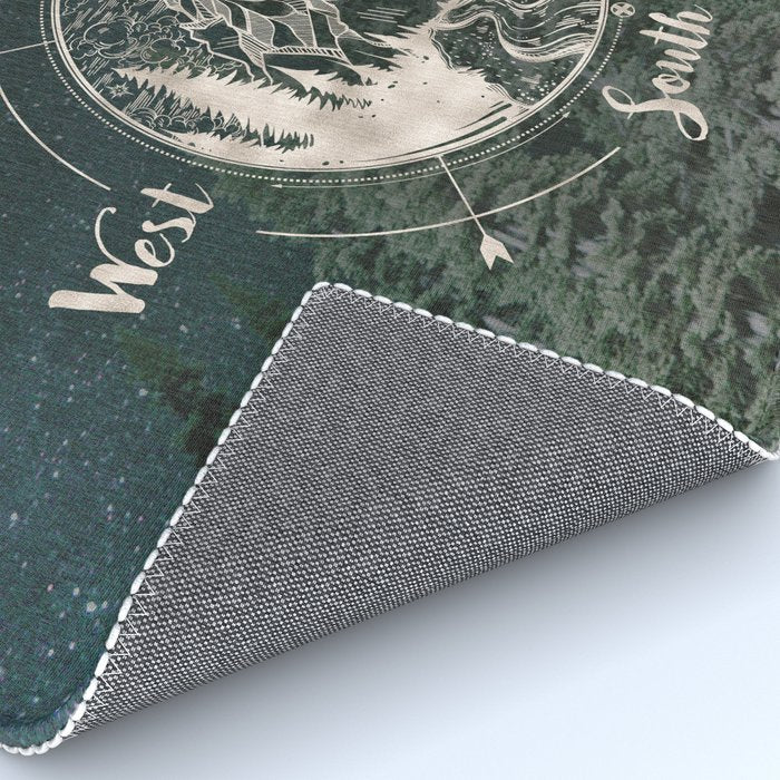 Mountains Compass Milky Way Woods Gold Rug Gallery Image 4