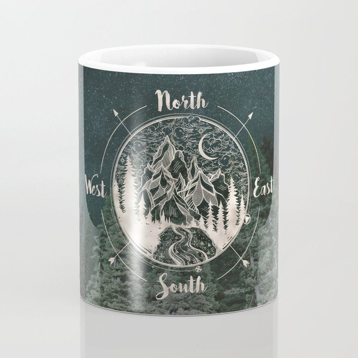 Mountains Compass Milky Way Woods Gold Coffee Mug Gallery Image 4