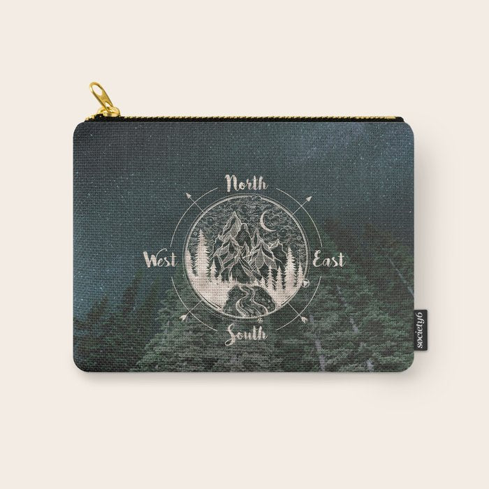Mountains Compass Milky Way Woods Gold Carry All Pouch Gallery Image 1