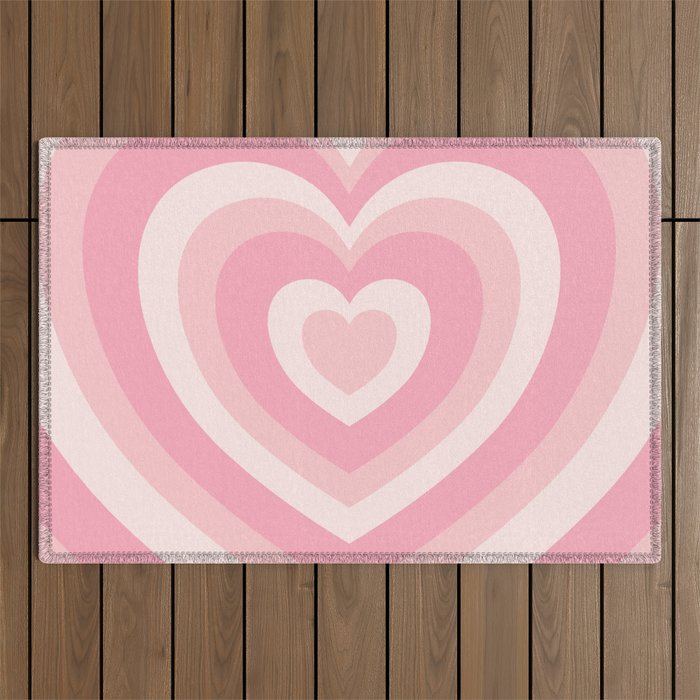Pink Love Hearts  Outdoor Rug Gallery Image 1