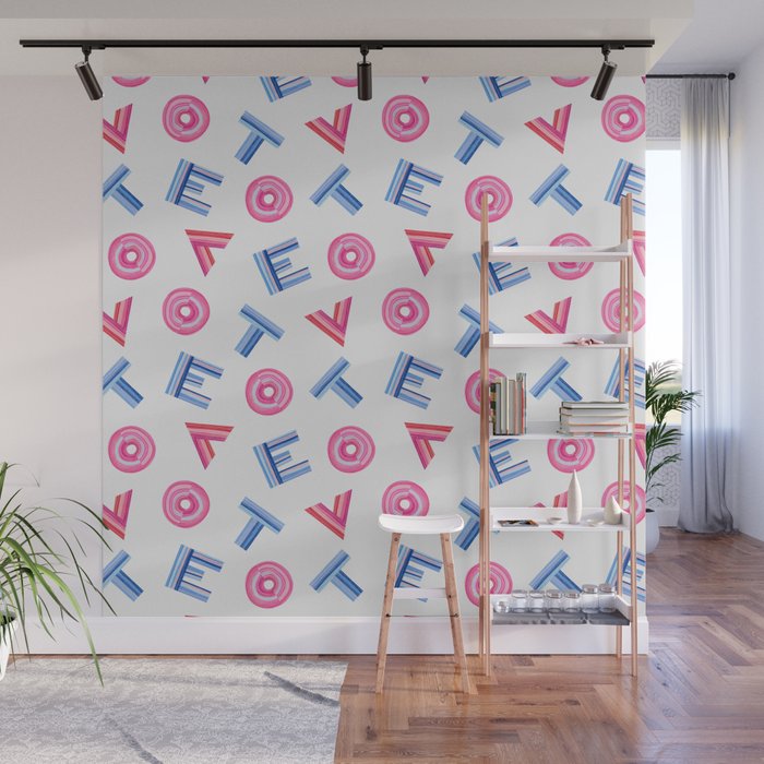 Cast Your Vote | Hand-Lettered Pattern in White Wall Mural Gallery Image 1