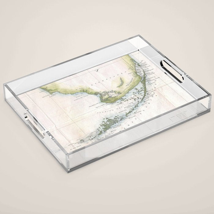 Vintage Map of The Florida Keys (1852) Acrylic Tray Gallery Image 1