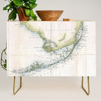 Vintage Map of The Florida Keys (1852) Credenza Gallery Image 1