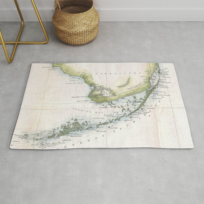 Vintage Map of The Florida Keys (1852) Rug Gallery Image 1
