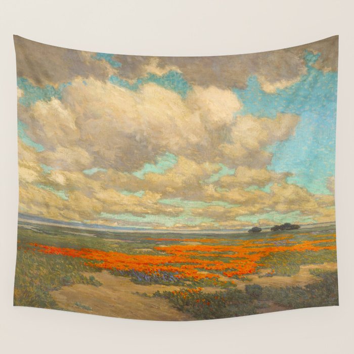 1911 Granville Redmond - A Field of California Poppies Wall Tapestry Gallery Image 4