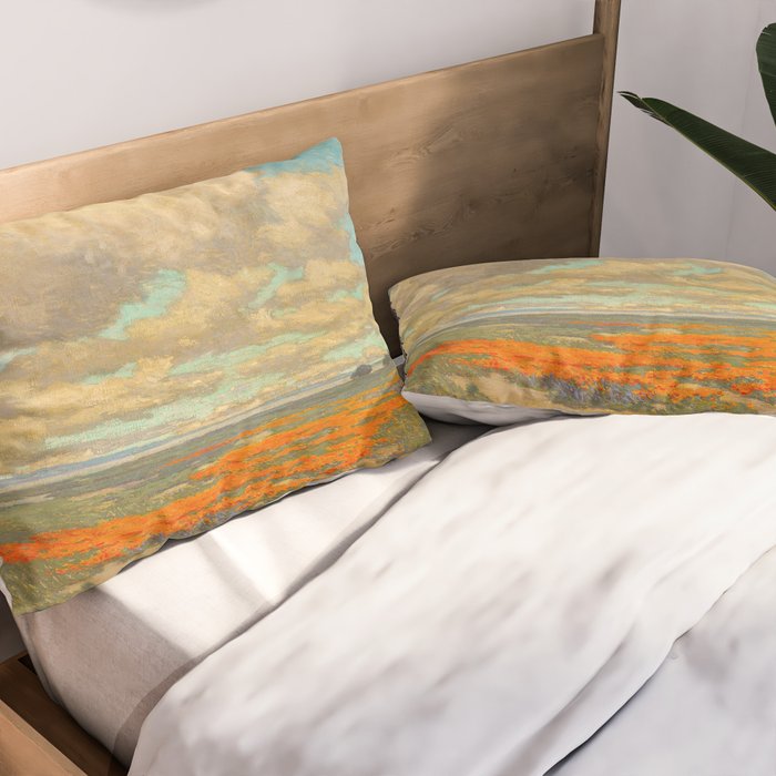 1911 Granville Redmond - A Field of California Poppies Pillow Sham Gallery Image 2
