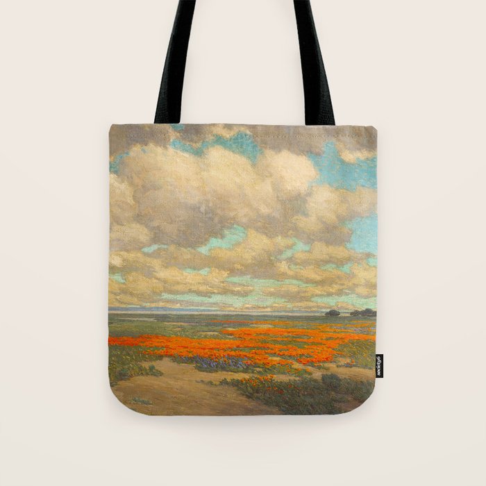 1911 Granville Redmond - A Field of California Poppies Tote Bag Gallery Image 1