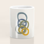 Minimalist Mid Century Modern Colorful Rings Navy Blue Yellow Olive Green Spirals by Ejaaz Haniff Coffee Mug Gallery Image 4