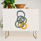Minimalist Mid Century Modern Colorful Rings Navy Blue Yellow Olive Green Spirals by Ejaaz Haniff Credenza Gallery Image 1