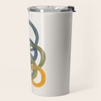 Minimalist Mid Century Modern Colorful Rings Navy Blue Yellow Olive Green Spirals by Ejaaz Haniff Travel Mug Gallery Image 2