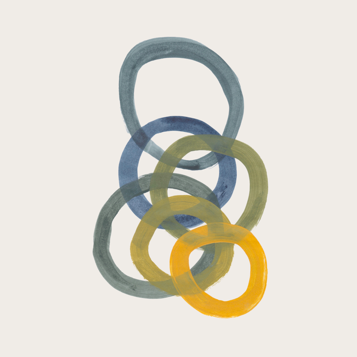 Minimalist Mid Century Modern Colorful Rings Navy Blue Yellow Olive Green Spirals by Ejaaz Haniff Coffee Mug Gallery Image 2