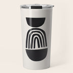 Black & White Minimalist Mid Century Paper collage Funky Black Ink Tribal Geometric by Ejaaz Haniff Travel Mug Gallery Image 1