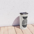 Black & White Minimalist Mid Century Paper collage Funky Black Ink Tribal Geometric by Ejaaz Haniff Travel Mug Gallery Image 4
