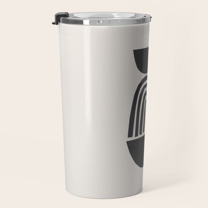 Black & White Minimalist Mid Century Paper collage Funky Black Ink Tribal Geometric by Ejaaz Haniff Travel Mug Gallery Image 3