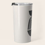 Black & White Minimalist Mid Century Paper collage Funky Black Ink Tribal Geometric by Ejaaz Haniff Travel Mug Gallery Image 3