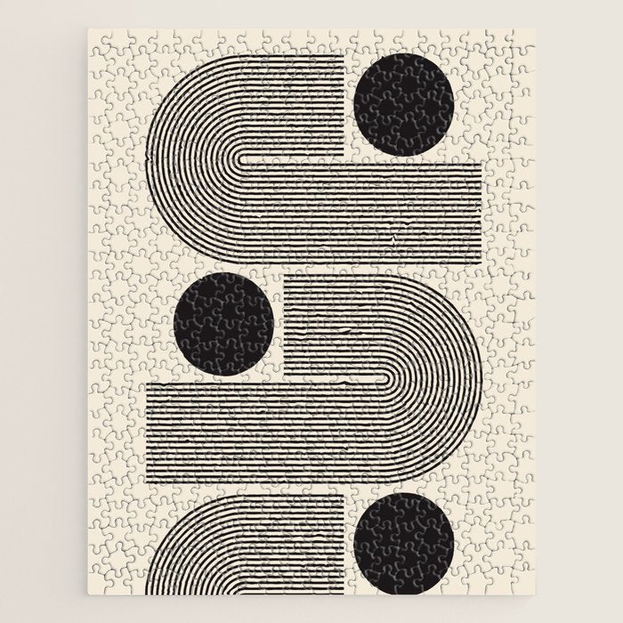 Abstraction_BLACK_LINE_DOT_POP_ART_Minimalism_004D Jigsaw Puzzle Gallery Image 1