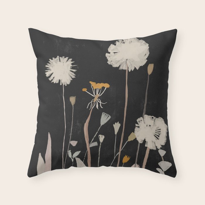 Wildflowers and Dandelions Throw Pillow Gallery Image 1