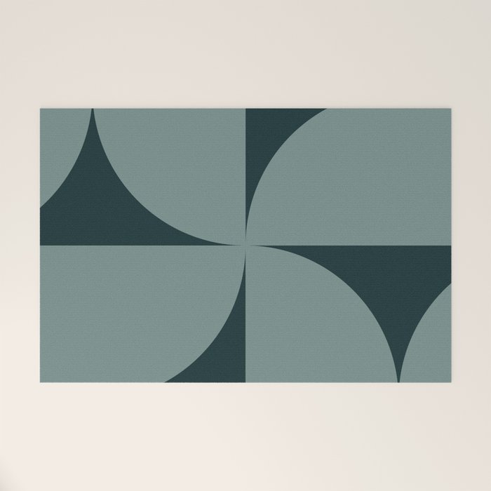 Bauhaus Mid Century Modern Geometric XI Earthy Green Welcome Mat Gallery Image 1