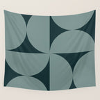 Bauhaus Mid Century Modern Geometric XI Earthy Green Wall Tapestry Gallery Image 4