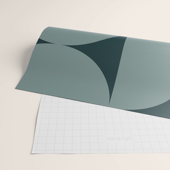 Bauhaus Mid Century Modern Geometric XI Earthy Green Wrapping Paper Gallery Image 2