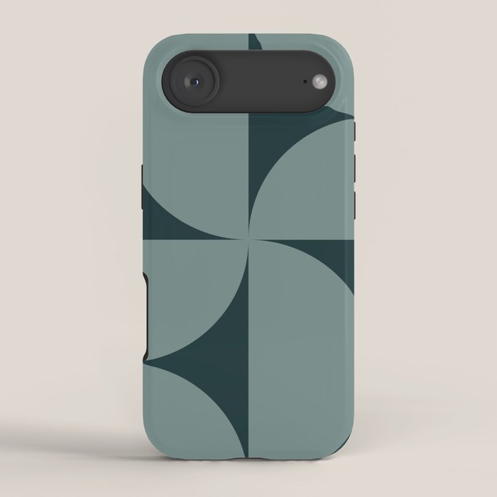 Bauhaus Mid Century Modern Geometric XI Earthy Green iPhone Case Gallery Image 2