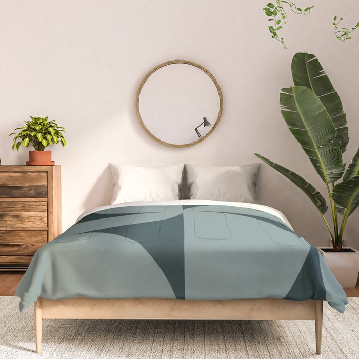 Bauhaus Mid Century Modern Geometric XI Earthy Green Comforter Gallery Image 3