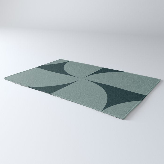 Bauhaus Mid Century Modern Geometric XI Earthy Green Rug Gallery Image 3