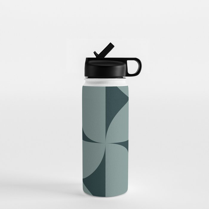 Bauhaus Mid Century Modern Geometric XI Earthy Green Water Bottle Gallery Image 1