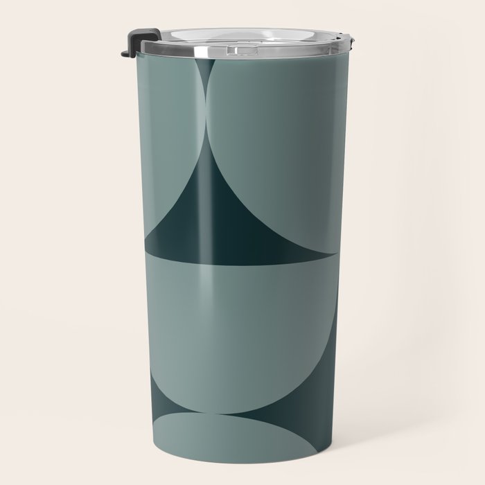 Bauhaus Mid Century Modern Geometric XI Earthy Green Travel Mug Gallery Image 3