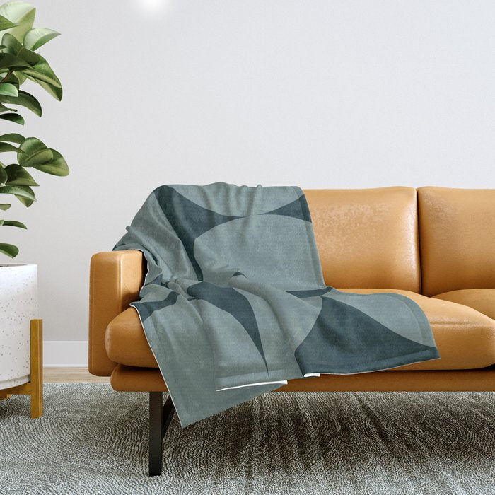 Bauhaus Mid Century Modern Geometric XI Earthy Green Throw Blanket Gallery Image 1