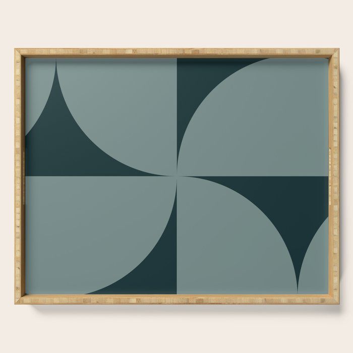 Bauhaus Mid Century Modern Geometric XI Earthy Green Serving Tray Gallery Image 1