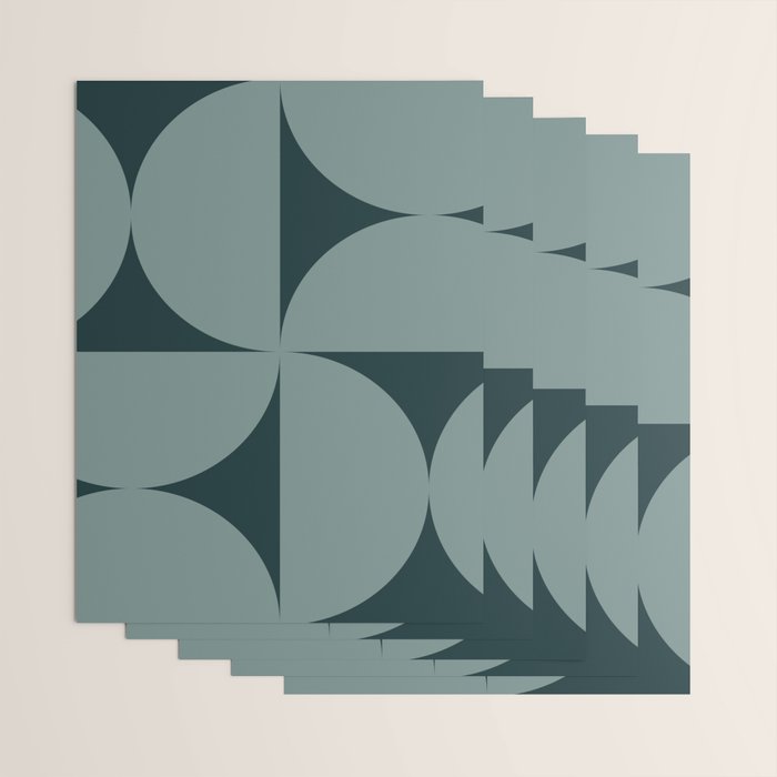 Bauhaus Mid Century Modern Geometric XI Earthy Green Wrapping Paper Gallery Image 3