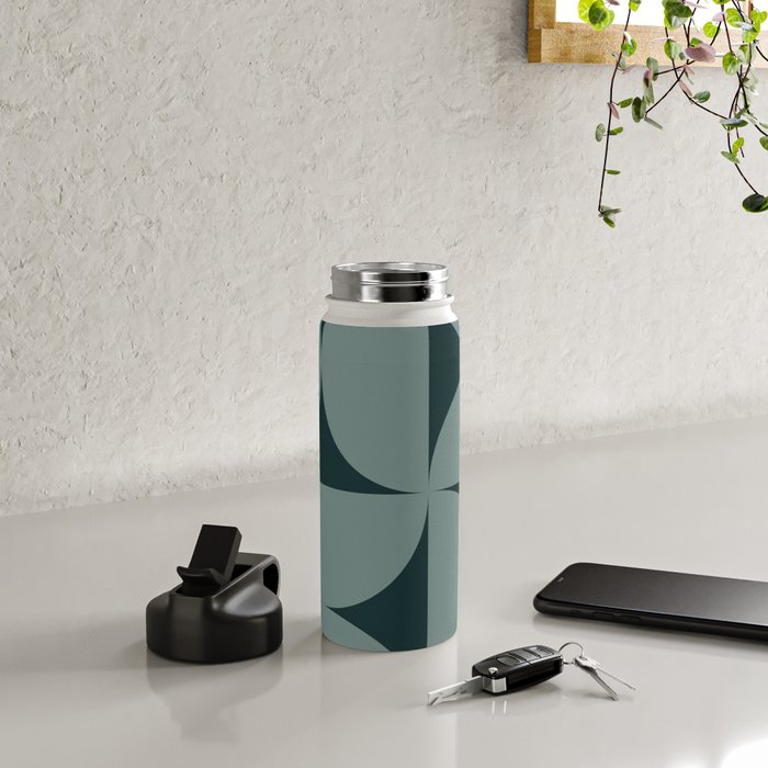 Bauhaus Mid Century Modern Geometric XI Earthy Green Water Bottle Gallery Image 4