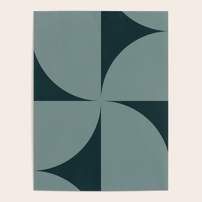 Bauhaus Mid Century Modern Geometric XI Earthy Green Poster Gallery Image 1