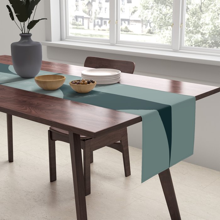 Bauhaus Mid Century Modern Geometric XI Earthy Green Table Runner Gallery Image 2