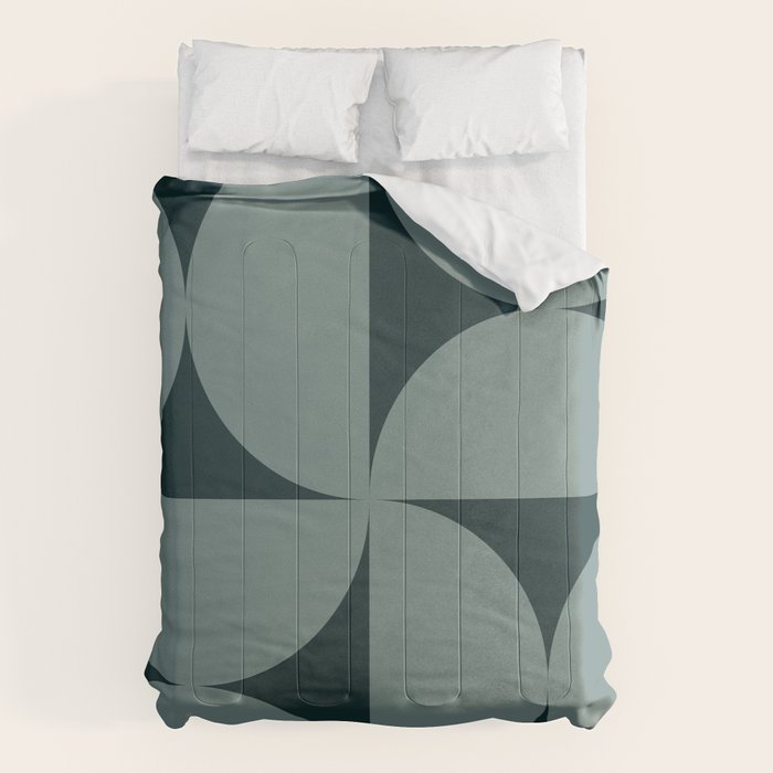 Bauhaus Mid Century Modern Geometric XI Earthy Green Comforter Gallery Image 1