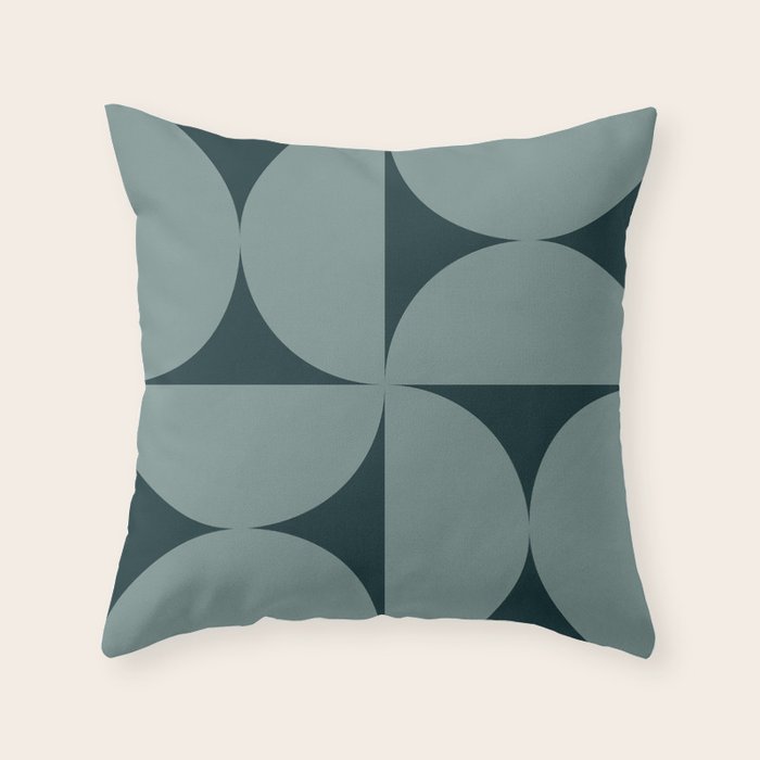 Bauhaus Mid Century Modern Geometric XI Earthy Green Throw Pillow Gallery Image 6