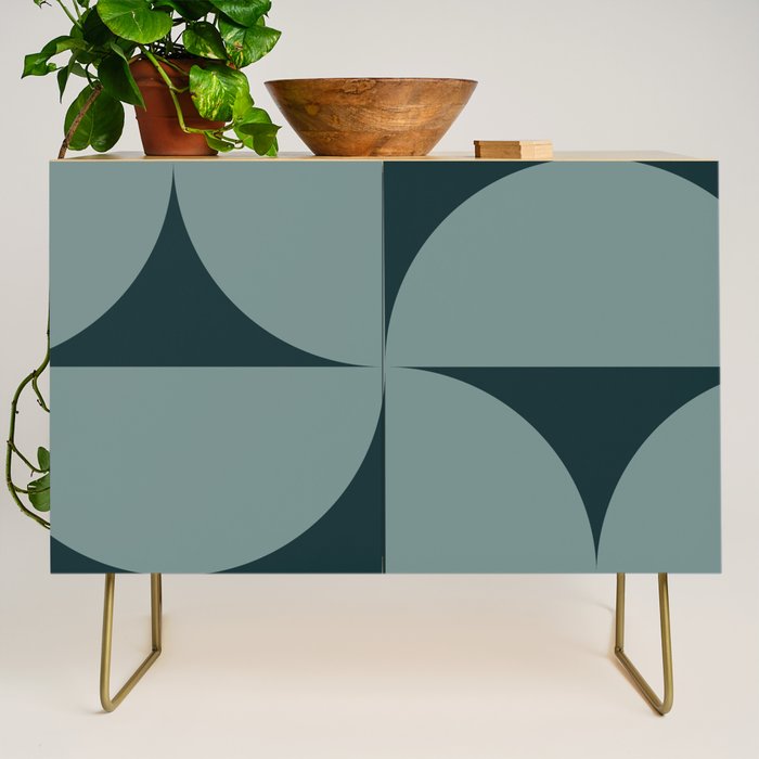 Bauhaus Mid Century Modern Geometric XI Earthy Green Credenza Gallery Image 1