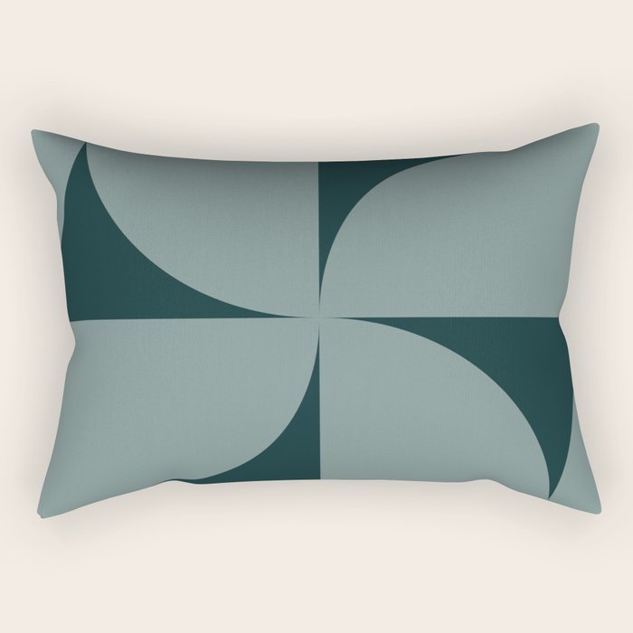 Bauhaus Mid Century Modern Geometric XI Earthy Green Rectangular Pillow Gallery Image 1