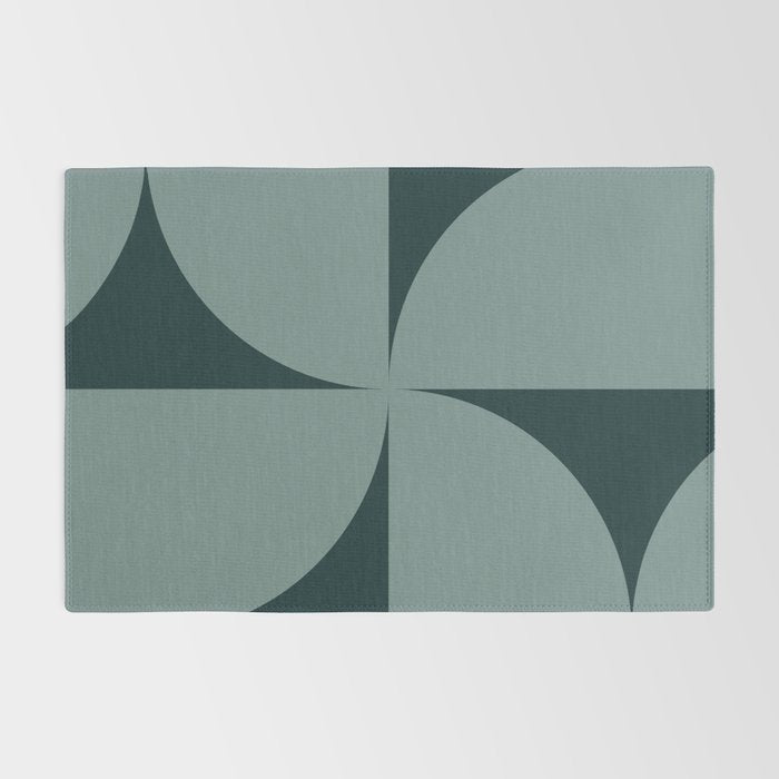 Bauhaus Mid Century Modern Geometric XI Earthy Green Rug Gallery Image 2