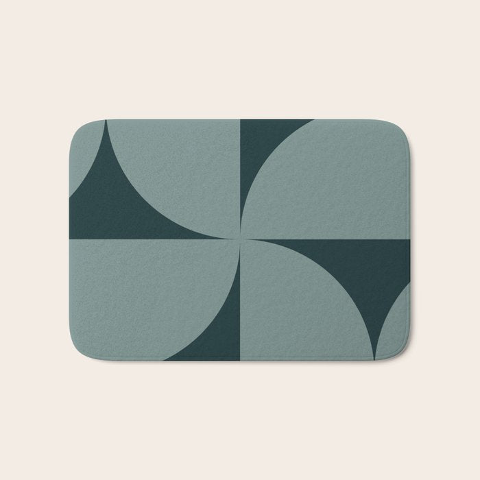 Bauhaus Mid Century Modern Geometric XI Earthy Green Bath Mat Gallery Image 1