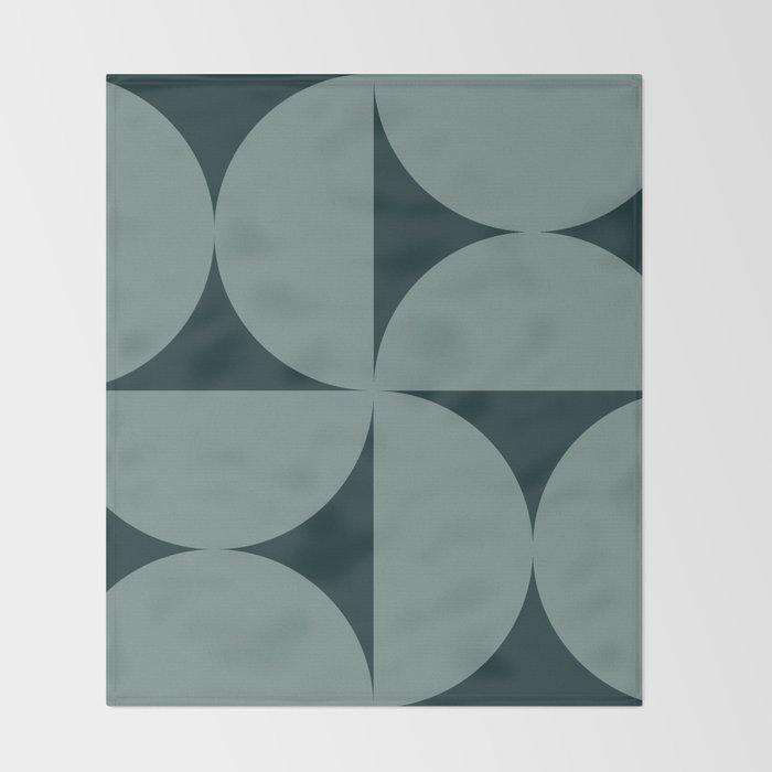 Bauhaus Mid Century Modern Geometric XI Earthy Green Throw Blanket Gallery Image 2