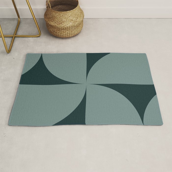 Bauhaus Mid Century Modern Geometric XI Earthy Green Rug Gallery Image 1