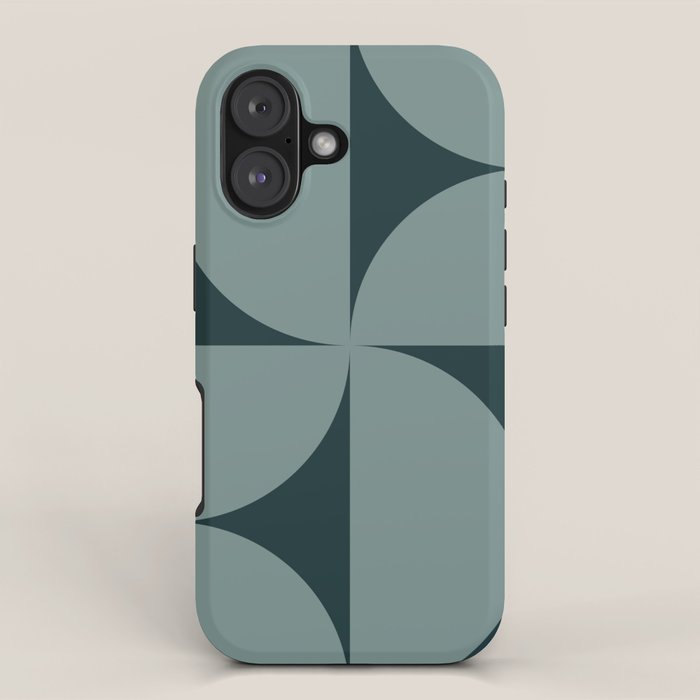 Bauhaus Mid Century Modern Geometric XI Earthy Green iPhone Case Gallery Image 1
