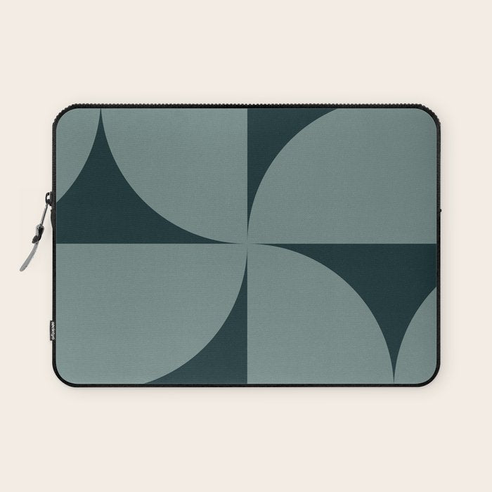 Bauhaus Mid Century Modern Geometric XI Earthy Green Laptop Sleeve Gallery Image 1