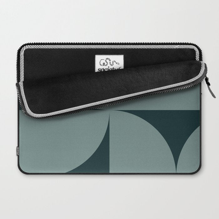 Bauhaus Mid Century Modern Geometric XI Earthy Green Laptop Sleeve Gallery Image 2