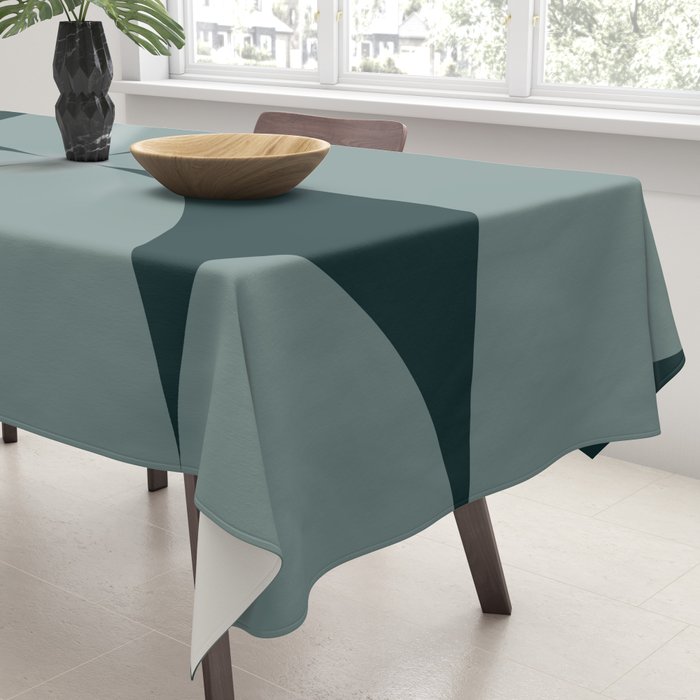 Bauhaus Mid Century Modern Geometric XI Earthy Green Tablecloth Gallery Image 3