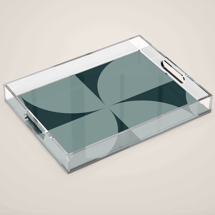 Bauhaus Mid Century Modern Geometric XI Earthy Green Acrylic Tray Gallery Image 1