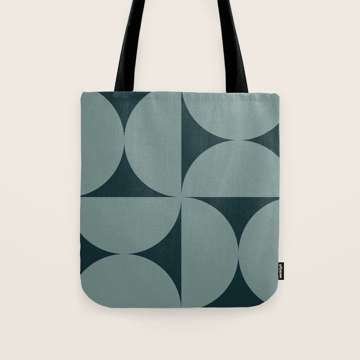 Bauhaus Mid Century Modern Geometric XI Earthy Green Tote Bag Gallery Image 1
